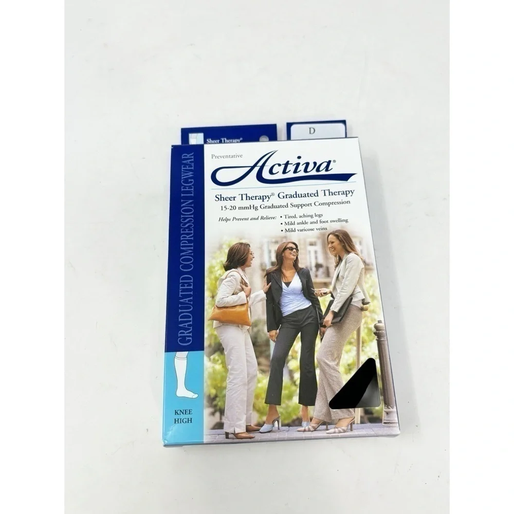ACTIVA Women's Dress Compression Socks Black 15-20 mmHg Sheer Therapy Lite Sz L